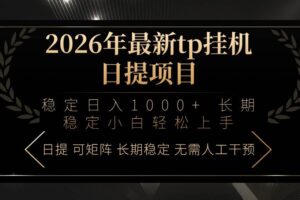 （17578期）2026年最新tp挂机日提项目：稳定日入1000+小白轻松上手
