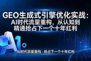 （17708期）GEO 生成式引擎优化实战：AI时代流量重构，从认知到精通抢占下一个十年红利